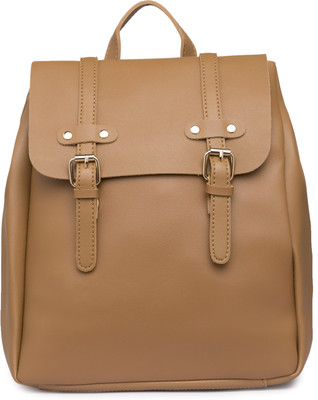 

Satchel Bags SATCHEL Dark Beige Backpacks Bag with Dual Buckle Flap Backpack(Beige, 12 inch)