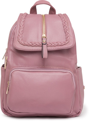 

Satchel Bags SATCHEL Coral Pink Backpacks Bag with Braided Zip Flap Backpack(Pink, 12 inch)
