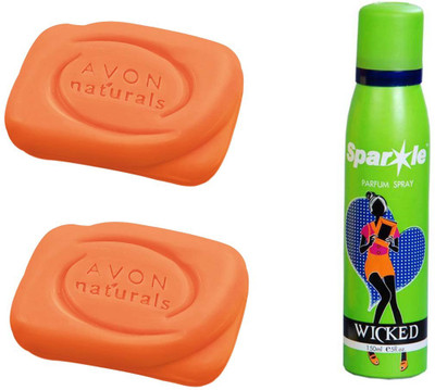 

Avon Anew two Natural Papaya Bar Soap 100g With one sparkle perfume spray 150 ml(Set of 3)