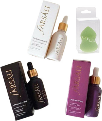 

Studio Fix Combo Spnge Blender Puff&Farsali Unicorn Essence&Farsali Volcanic Elixir& Farsali Rose Gold Elixir Face Serum(Set of 4)