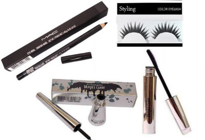 

styling Eyelashes,Mac Brooke Candy Mascara With Brooke Candy Liquid Eyeliner & Eye Khol Crayon Pencil Kajal(Set of 4)