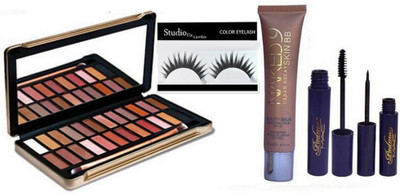 

Studio Fix Combo Eyelashes & Naked 9 Skin Beauty Bb Balm Broad Spectrum Foundation With Naked 4 Eyeshadow Pallete & Padma Eyeliner & mascara(Set of 5)