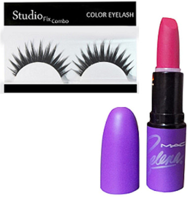 styling Eyelahses & selena Long Lasting Pink Lipstick(Set of 2)