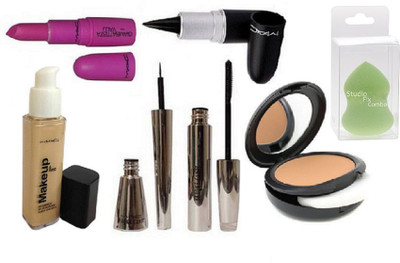 

studio fix combo Sponge Puff & Face Powder Compact&Giambattista Valli Violetta Lipstick & Stick kajal & Brooke Candy Eyeliner & Mascara&Makeup Pronlong Liquid Foundation(Set of 7)