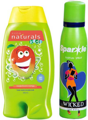 

Avon Anew Naturals Kids Magnificent Mango Body Wash (200 ml) With one sparkle perfume spray 150 ml(Set of 2)