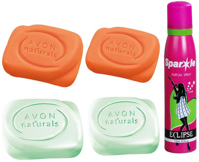 

Avon Anew two Naturals Deodorizing Bar Soap (100 g) & two Natural Papaya Bar Soap (100g) With one sparkle perfume spray 150 ml(Set of 5)