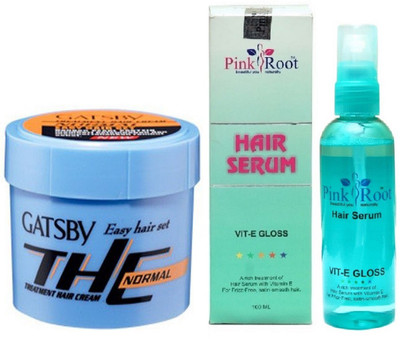 

Pink Root Hair Serum with GATSBY Easy Hair Set Treatment Hair Cream (THC) Normal(Set of 2)