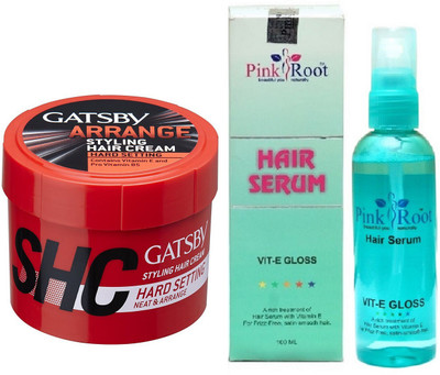 

Pink Root Hair Serum with GATSBY Styling Hair Cream (SHC) HARD SETTING NEAT & ARRANGE(Set of 2)