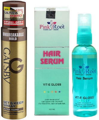 

Pink Root Hair Serum with GATSBY Set & Keep Spray ULTRA HARD(Set of 2)
