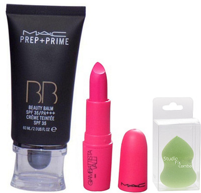 

Studio Fix Combo Sponge puff & Prep+prime BB Beauty Balm Spf 35 Creme Teintee Spf 35 Foundation & Giambattista Milan Mode Lipstick(Set of 3)