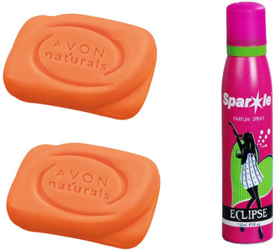 

Avon Anew two Natural Papaya Bar Soap 100g With one sparkle perfume spray 150 ml(Set of 3)