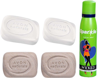 

Avon Anew two Naturals Exfoliating Bar Soap (100 g) 7 two Naturals Nourishing Soap Restage 100g With one sparkle perfume spray 150 ml(Set of 5)