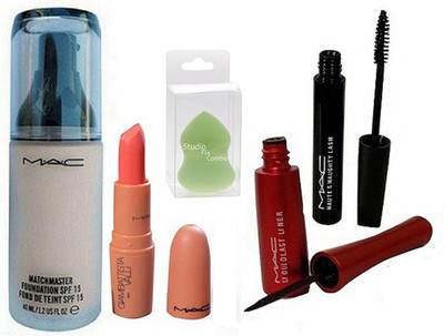 

Studio Fix Combo Of Sponge Puff & Mac Matchmaster Foundation spf 15 Fond De Teint Spf 15 & Giambattista Valli Fresh Selmon Lipstick & Liquid Last Liner & Haute & naughty Mascara(Set of 5)
