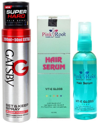 

Pink Root Hair Serum with GATSBY Set & Keep Spray SUPER HARD(Set of 2)