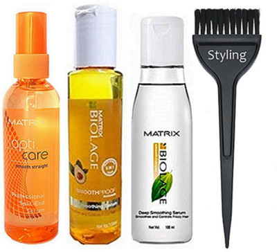 styling Of Hair Brush, Matrix Opticare Split End Hair Serum 100ml With Biolace Smoothproof Hair Serum 100ml & Deep Smoothing Hair Serum 100ml(Set of 4)