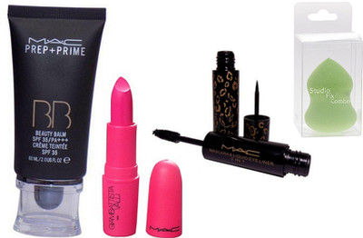 

Studio Fix Combo Sponge Puff & Mac Prep+prime BB Beauty Balm Spf 35 Creme Teintee Spf 35 Foundation & Giambattista Milan Mode Lipstick & 2 in 1 Eyeliner & mascara(Set of 4)
