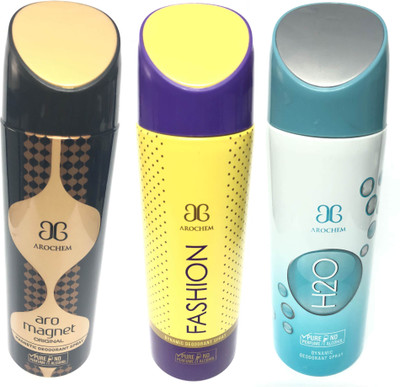 

Arochem Magnet , Fashion & H2o Deodorant Spray - For Men & Women(600 ml, Pack of 3)