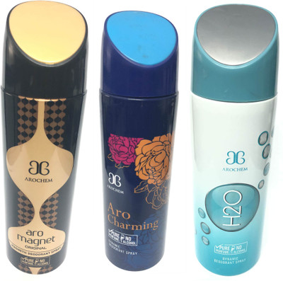 

Arochem Magnet , Charming & H2o Deodorant Spray - For Men & Women(600 ml, Pack of 3)