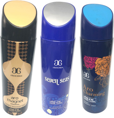 

Arochem Magnet ,Seven Seas & Charming Deodorant Spray - For Men & Women(600 ml, Pack of 3)