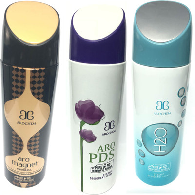 

Arochem Magnet ,Pds & H2o Deodorant Spray - For Men & Women(600 ml, Pack of 3)
