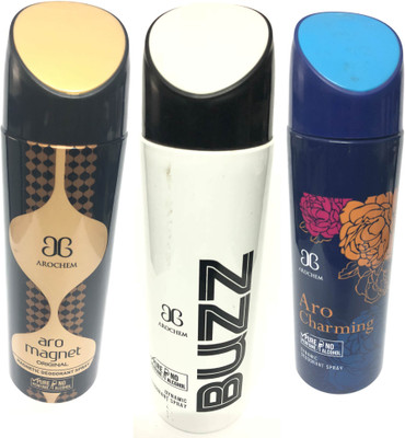

Arochem Magnet , Buzz & Charming Deodorant Spray - For Men & Women(600 ml, Pack of 3)