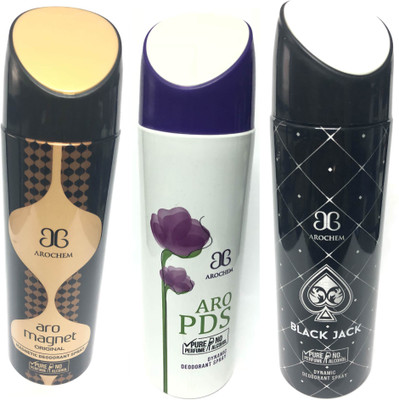 

Arochem Magnet ,Pds & Black Jack Deodorant Spray - For Men & Women(600 ml, Pack of 3)