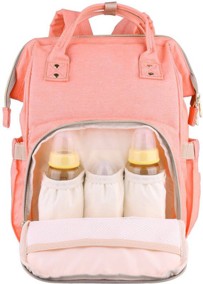

House of Quirk Diaper Backpack for Mommy Water Resistant Nappy Bag with Stroller Hooks Rucksack Lightweight/Large Capacity/Durable - Pink Diaper Bagpack(Pink)