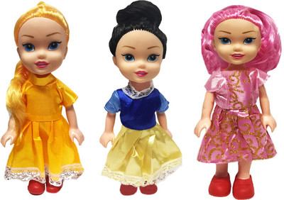 

Emob 3 Pretty Sisters Dolls with Beautiful Hairs and Moveable Body Parts for Kids(Multicolor)