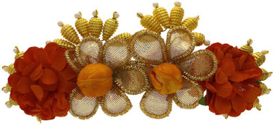 

Anuradha Art Jewellery Designer Back Pin Back Pin(Orange, Gold)
