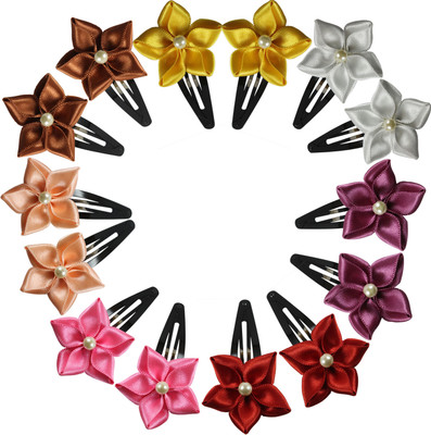 

Threads N Ribbons Pair of 7 MultiColour Ribbon Flower Tic Tac Clip(Multicolor)