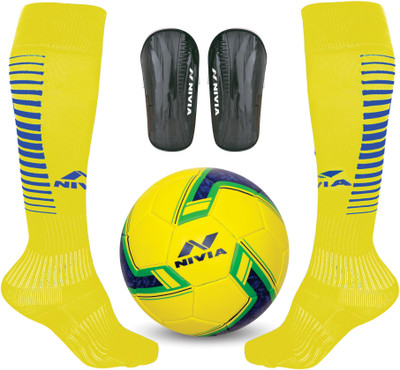 

Nivia Combo of Spinner Brasil Football, Wisdom Shinguard(L) & Encounter Stocking (L) Football Kit