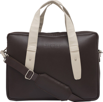Mboss 14 inch Laptop Messenger Bag(Brown), Brown and ivory