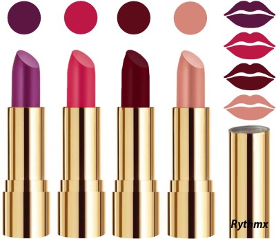 RYTHMX Professional Timeless 4 Colors Collection Velvet Touch Matte Lipstick Long Stay on Lips Code no-362(Passion Peach, Maroon, Passion Purple, Passion Pink, 16 g)