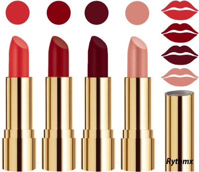 RYTHMX Professional Timeless 4 Colors Collection Velvet Touch Matte Lipstick Long Stay on Lips Code no-374(Reddish Maroon, Passion Peach, Maroon, Orange, 16 g)