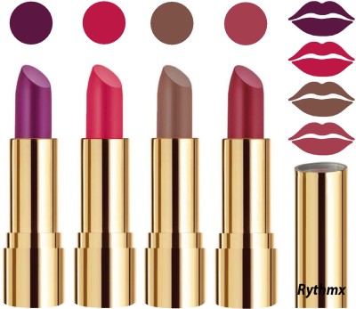 RYTHMX Professional Timeless 4 Colors Collection Velvet Touch Matte Lipstick Long Stay on Lips Code no-364(Passion Purple, Passion Pink, Brown, Dark Pink, 16 g)