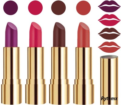 RYTHMX Professional Timeless 4 Colors Collection Velvet Touch Matte Lipstick Long Stay on Lips Code no-365(Passion Purple, Passion Pink, Chocolate Brown, Dark Peach, 16 g)