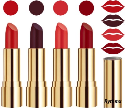 RYTHMX Professional Timeless 4 Colors Collection Velvet Touch Matte Lipstick Long Stay on Lips Code no-348(Dark Wine, Reddish Orange, Reddish Maroon, Orange, 16 g)