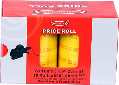 

Bambalio 6600 2 Line Yellow Colour Plain Label Rolls 10 Rolls x 600 Labels (Box Pack) Compatible with 6600 Labeling Machine Models of all Brands Self Adhesive Paper Label(Yellow)