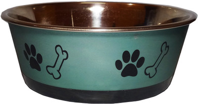 

Petshop7 Stylish - Regular Anti Skid Dog Food Bowl/Dog Bowl/950 ML (Medium) Roumd Polyresin, Stainless Steel Pet Bowl(900 ml Green)