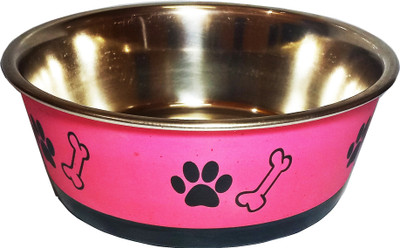 

Petshop7 Stylish - Regular Anti Skid Dog Food Bowl/Dog Bowl/Medium 980 ML (Pink) Roumd Pottery, Stainless Steel Pet Bowl(900 ml Pink)