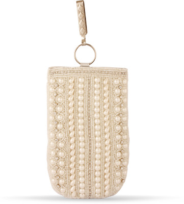 

LadyBugBag Designer Diamond Pearl Beaded Waist Clip Mobile Pouch-LBB10363 Mobile Pouch(White)