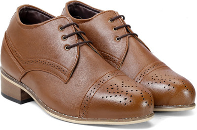 

Bxxy Bxxy's 3 Inch Hidden Height Increaser Outdoor Tan Color Semi-British Brogue Height Elevator shoes Brogues For Men(Tan