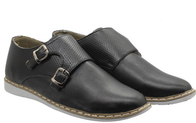 

LeatherKraft Monk Straps Party Wear For Men(Black