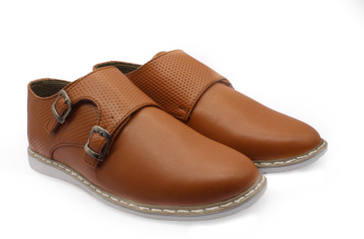 

LeatherKraft Monk Straps Party Wear For Men(Beige