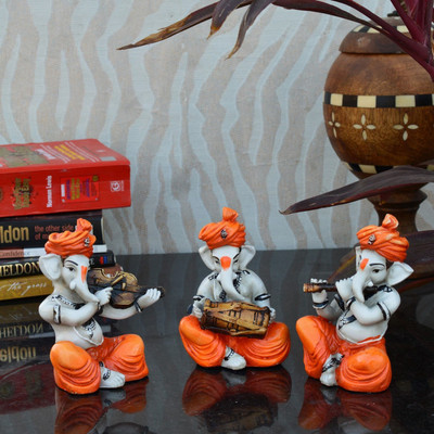 71% OFF on eCraftIndia Set Of 3 Ganesha Playing Musical Instruments Decorative Showpiece - 12.7 cm(Polyresin, Orange, Brown) 71% OFF on eCraftIndia Set Of 3 Ganesha Playing Musical Instruments Decorative Showpiece - 12.7 cm(Polyresin, Orange, Brown)