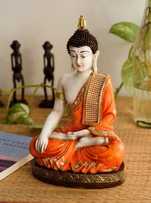 eCraftIndia Fiber Meditating Buddha - Orange Decorative Showpiece  -  30 cm(Polyresin, Orange)