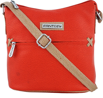 

Fantosy Women Casual Orange PU Sling Bag