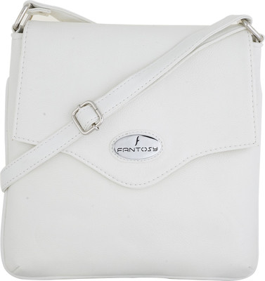 

Fantosy Women Casual White Leatherette Sling Bag