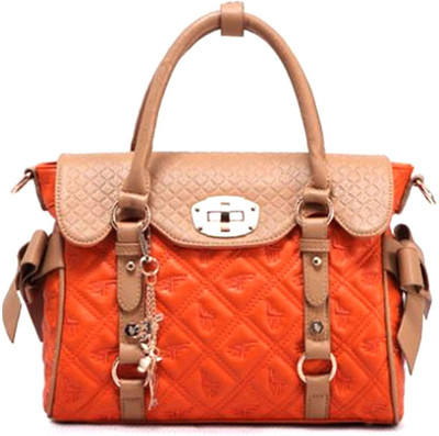 

Di Grazia Girls Orange, Brown Genuine Leather, Polyester Shoulder Bag, Brown;orange