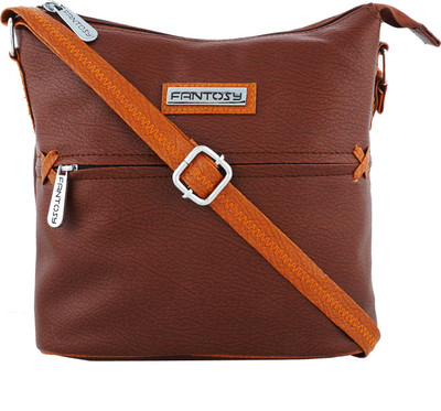 

Fantosy Women Brown PU Sling Bag